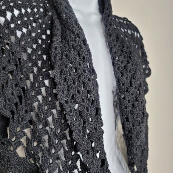 Women’s Black Crochet Cardigan – Lightweight Open Knit Sweater - Picture 11 of 11